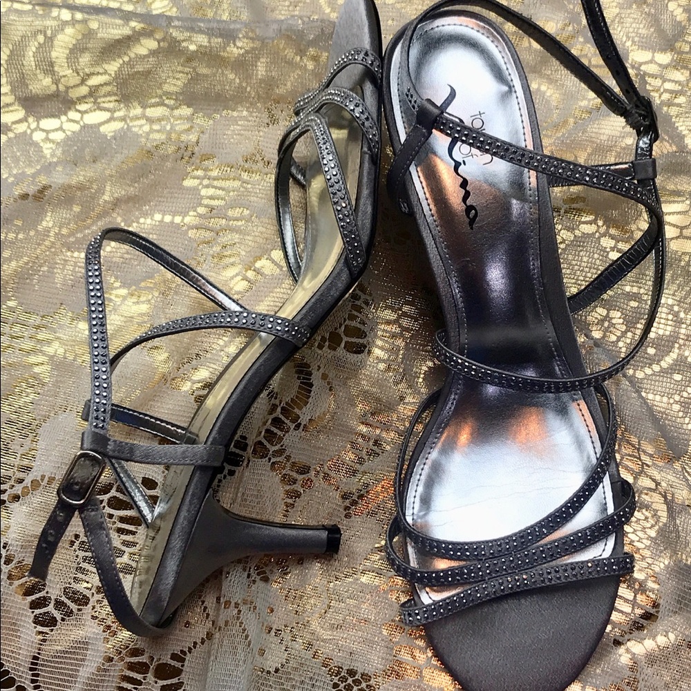 Touch of Nina strap sandal heels rhinestone